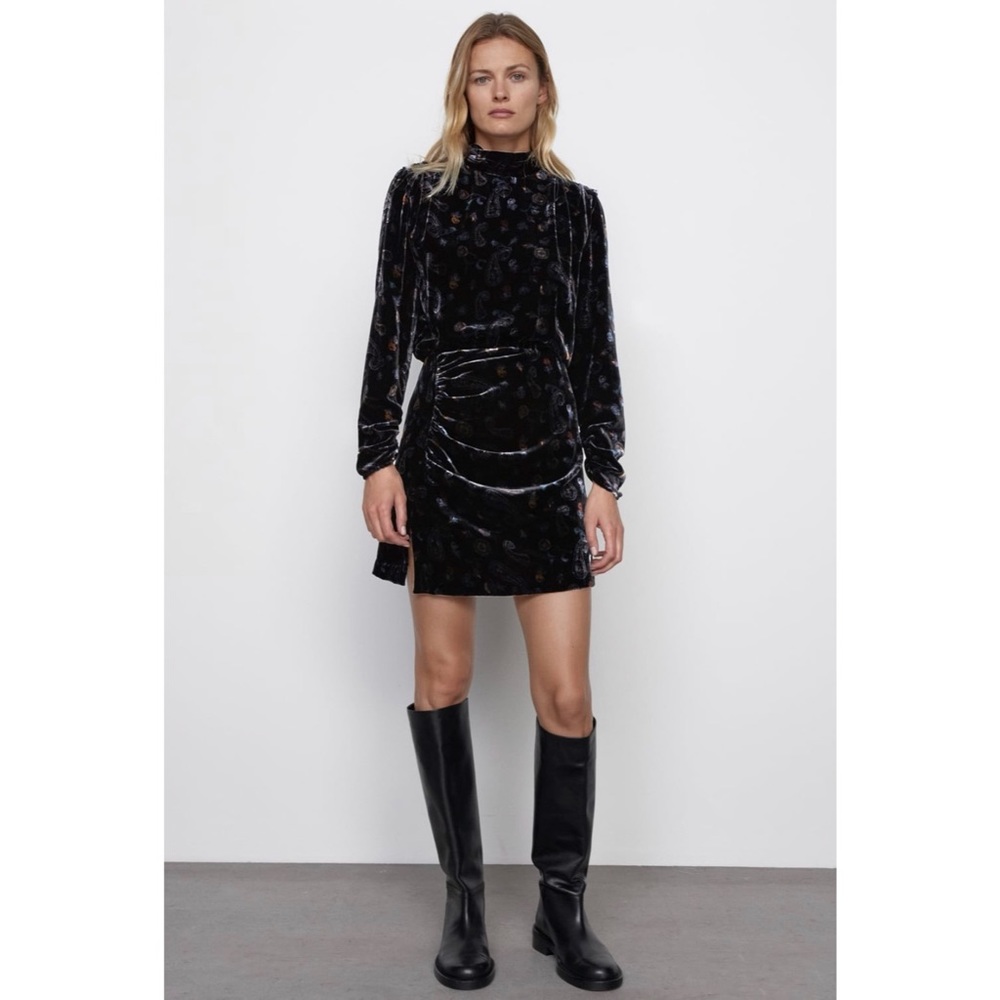Zara printed velvet dress